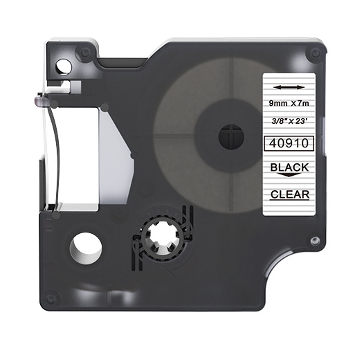 Dymo 40910 ühilduv sildilint, must läbipaistval, 9mm x 7m