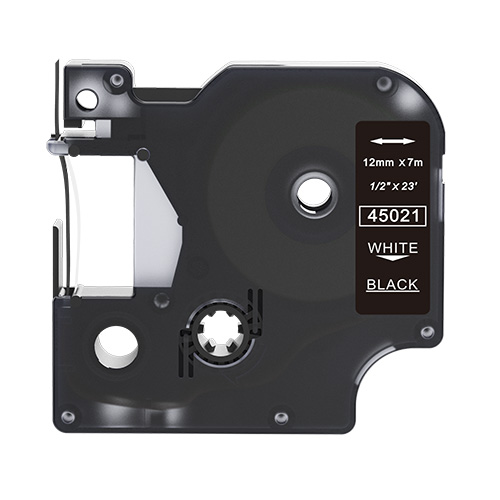 Dymo 45021 ühilduv sildilint, valge mustal, 12mm x 7m