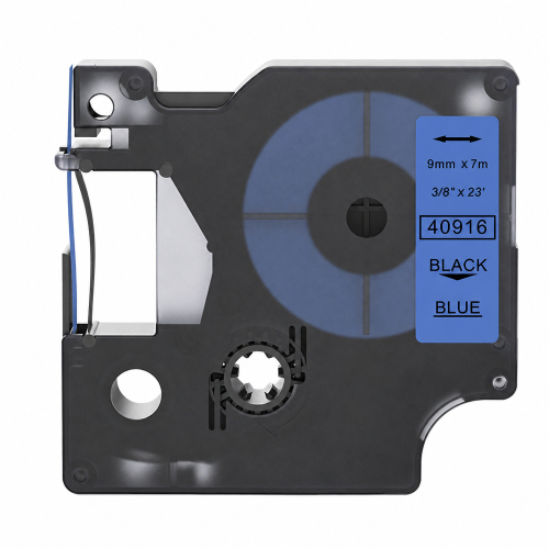 Dymo 40916 ühilduv sildilint, must sinisel, 9mm x 7m