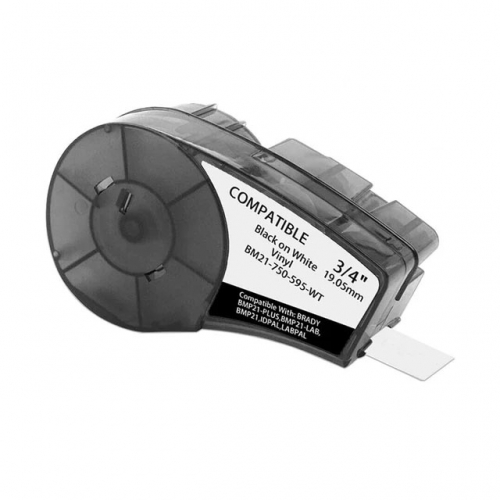 Brady M21-500-595-WT ühilduv sildilint, must valgel, 12,7mm x 6,4m