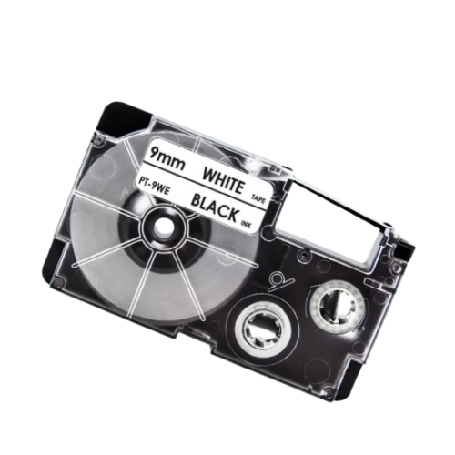 Casio XR-9WE ühilduv sildilint, must valgel, 9mm x 8m